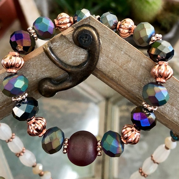 Purple Druzy Necklace and Bracelet Set - Picture 3 of 5